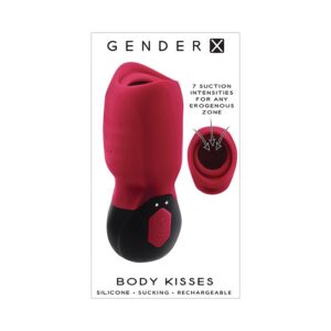 gender x body kisses vibrating suction massager red/black