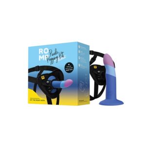 romp piccolo 3 color 5.5" dildo pegging kit blue